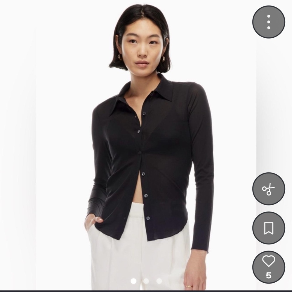 Aritzia Babaton Sheer Black Button Up Blouse